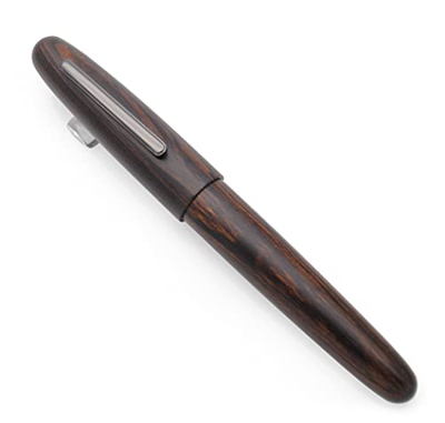 JINHAO 9056 Pluma estilográfica de madera natural, lápiz de tinta hecho a mano (madera de ébano con clip negro, punta fina de 0,5 mm)