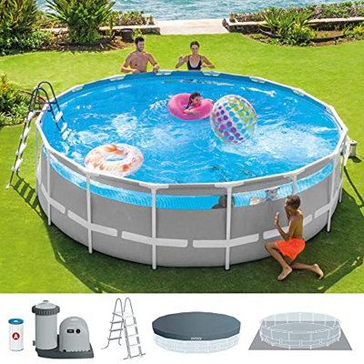 Intex 26730NP - Piscina Desmontable Prism Frame Clearview + depuradora de Cartucho Ventana panorámica