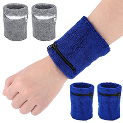 PROUSKY Muñequeras con cremallera, 4 unidades, elásticas, de algodón, deportivas, para hombres y mujeres, absorbentes en negro, para béisbol, fútbol,  características