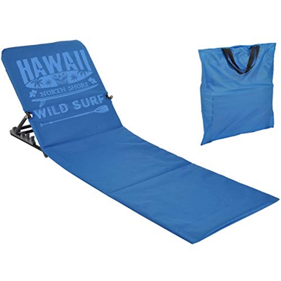 JEMIDI Esterilla de Playa con Respaldo - Tumbona portátil Liviana 1.7 KG - Silla Plegable con Apoyo reclinable para Camping Piscina jardín pícnic