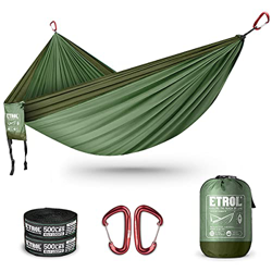 ETROL Hamaca para Acampar, Doble paracaídas liviano, hamacas portátiles para Viajes, Interiores, mochileros al Aire Libre, Playa, Incluye Correas para en oferta