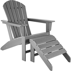 TecTake 800818 Silla de jardín con reposapiés, Conjunto de Muebles de Exterior Estilo Adirondack, Set de Tumbona y escabel para terraza, Asiento para  características