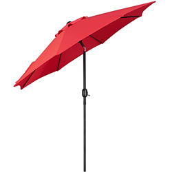 Yaheetech 270cm Sombrilla Terraza Exterior Parasol Jardin Sombrillas Patio Playa Inclinable con Manivela Anti UV Plegable Rojo en oferta