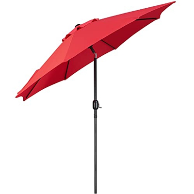 Yaheetech 270cm Sombrilla Terraza Exterior Parasol Jardin Sombrillas Patio Playa Inclinable con Manivela Anti UV Plegable Rojo