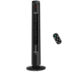 HOMCOM Ventilador de Torre Altura 107 cm 45W con Mando a Distancia 3 Velocidades 4 Modos Oscilación de 70° Pantalla LED Táctil y Temporizador 12h Sile características