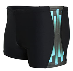 Aquarti Bañador con Rayas en los Laterales para Hombre, Negro/Azul, 7XL precio