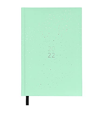 Agenda Anual 2022 - Aqua - Día Página - Tamaño A5 - 14,5 x 21,2 cm - Idioma: Español-Inglés - Incluye cinta de registro - PaperTrac