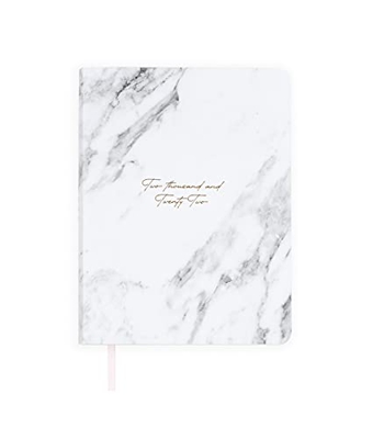 Agenda Anual 2022 Flex - Marble - Semana Vista - Tamaño A5 - 15 x 20 cm - Idioma: Español-Inglés - Incluye pegatinas y cinta de registro - Takenote Ag