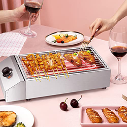 Kacsoo Electro Barbacoa Sin Humo, Barbacoa Eléctrica Con Temperatura Regulable, Parrillas Electrica Con Rejilla De Acero Inoxidable Extraíble y Bandej características