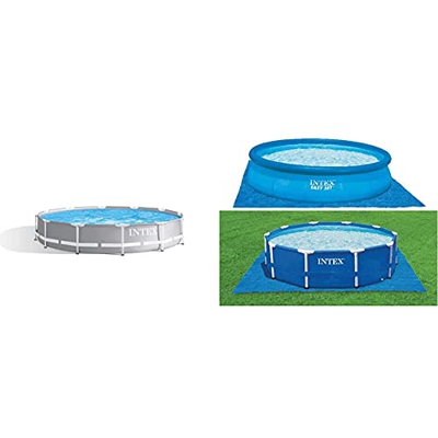 Intex 26710Np Piscina Desmontable Redonda, con Depuradora, 366 X 76 Cm + 28048 Tapiz 472 Cm para Piscinas De: 244, 305, 366 Y 457 Cm