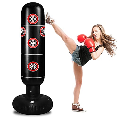 Saco de boxeo para niños, 160 cm, saco de boxeo inflable, saco de boxeo para niños a partir de 6 años, karate, taekwondo, artes marciales mixtas, adul