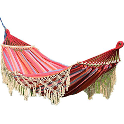 无 Hamaca Doble para Exteriores con Barra Curva, Hamaca de Lona Tejida con Borla portátil y Transpirable, para jardín de Camping de Viaje, Carga máxima en oferta
