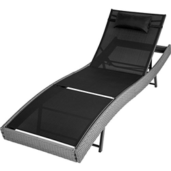 TecTake Tumbona chaise longue de poli ratán tumbona de jardín silla de terraza (Gris | no. 402055) características