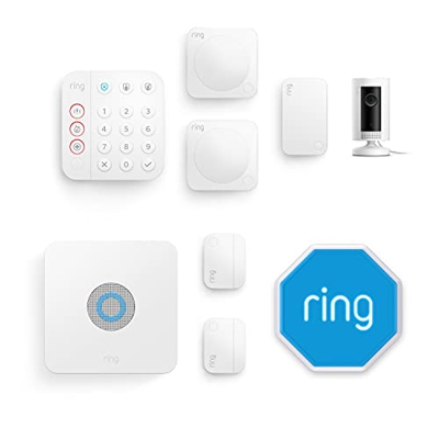 Kit de 8 piezas Ring Alarm de Amazon (2.ª generación) con sirena para exteriores y Ring Indoor Cam: sistema de seguridad para el hogar, sin compromiso
