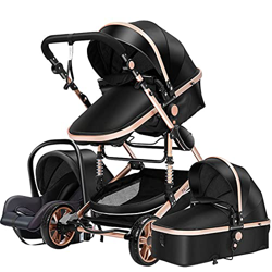 Sillas de paseo Cochecito de bebé 3 en 1 Triciclo Baby Walker Cochecito de alto paisaje Cochecitos plegables Carrito de bebé para bebé 0-36 meses (oro en oferta