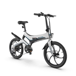 Behumax Bicicleta eléctrica E-Urban 890 Silver, Motor de 250 W, Bici Plegable, Ruedas de 20 Pulgadas, Bici electrica de Ciudad para Adulto con bateria en oferta