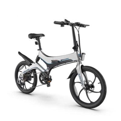 Behumax Bicicleta eléctrica E-Urban 890 Silver, Motor de 250 W, Bici Plegable, Ruedas de 20 Pulgadas, Bici electrica de Ciudad para Adulto con bateria