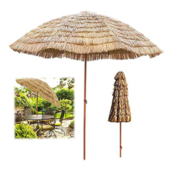 Inclinación Parasol de Playa Sombrilla Redonda Paja Hawaii Parasol Ø2m Estilo Hawaiano para Restaurante Cafetería Picnic Toldos Antiviento en oferta