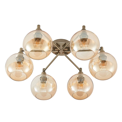 Lindby Ladino plafón, 6 luces, ámbar