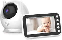Vigilabebés Cámara, MYPIN Camara Vigilancia Bebe Inteligente Pantalla HD LCD de 4.3'', 1280*720, 2.4GHz , Audio bidireccional, VOX, Visión Nocturna, P en oferta