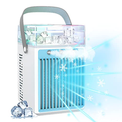 Aire acondicionado portátil, 4 en 1 mini Enfriador de aire portátil ventilador de enfriamiento de aire personal pequeño USB con 7 colores LED, 2 modos precio