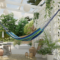 AmeliaHome Hamaca de 240 x 80 cm, soporta hasta 150 kg, Multicolor y Azul en oferta