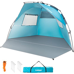 YORBAY Tienda de Campaña de Playa Pop UP Anti-UV 50+, con Bolsa de Almacenamiento, 2 Ventanas de Malla de Ventilación, Cabaña para 1-3 Personas, Monta características