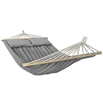 BB Sport Hamaca Colgante Doble Dos Personas 240 x 150 cm Carga 300 kg Jardin Terazza, Color:Gris