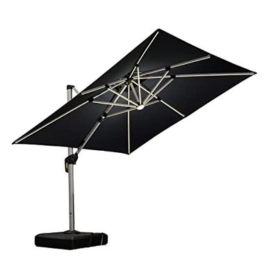 PURPLE LEAF Sombrilla de Jardín 2.7x2.7 m con LED, Poste de Aluminio con manivela giratoria 360°, basculante UV 50+, para exterior Piscina Jardín Terr