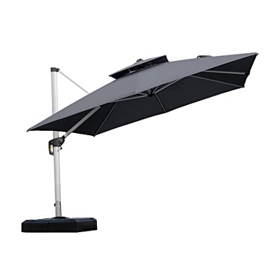 PURPLE LEAF Sombrillas grandes rectangular de Aluminio de 3x3 m Parasol Terraza, Rotación de 360°, Parasoles Jardin, con Manivela y Protección UV 50+,