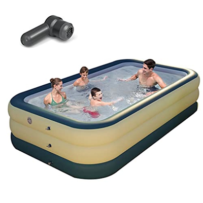 GJXJY Piscinas Desmontables Piscinas Hinchables con Bomba De Aire InaláMbrica Grandes Rectangulares Piscina Inflable Infantil para NiñOs, Adultos, Fam