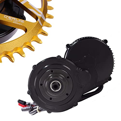 DERUIZ BBS02 500W Mid Drive Motor Kit de conversión de Bicicleta eléctrica Ebike DIY con Pantalla LCD Bluetooth y sin batería para Adultos/montaña/Ciu