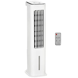 HOMCOM Enfriador de Aire 75W Altura 86 cm Oscilante con Control Remoto Depósito 5L 3 Modos 3 Velocidades Temporizador 12h y Pantalla LED Táctil 23x29x características