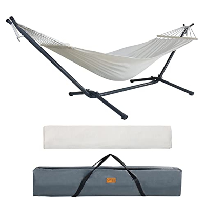 CCLIFE Hamaca con Soporte Hamaca Jardin, Altura Regulable en 2 Posiciones, Carga Máxima 200 kg, para Interior y Exterior, Color:Beige