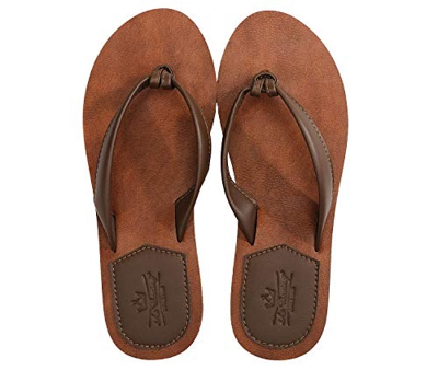 AX BOXING Chanclas Mujer Flip Flop PU Cuero Simple Elegante Sommer Sandalias Verano Suave Ligeras Playa Vacaciones Antideslizantes Tamaño 36-41 (MARRÓ