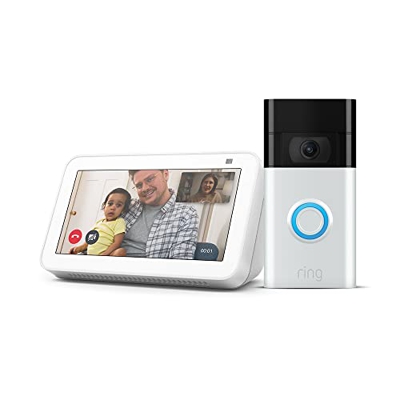 Ring Video Doorbell de Amazon + Echo Show 5 (2.ª generación, modelo de 2021) - Pantalla inteligente con Alexa | Vídeo HD 1080p, detección de movimient