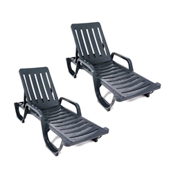 Lote de 2 Tumbonas Malibú. Tumbona reclinable, jardín, terraza, Playa, Exterior, Interior, (Antracita) precio