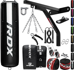 RDX Saco de Boxeo Adulto Relleno 5ft 4ft, 17PC Cuero Maya Hide Anti Swing Punching Bag Set con Guantes, Soporte, Bolsa Pesada para Artes Marciales Mua en oferta