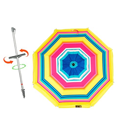 CREVICOSTA QUALITY MARK MARCAS DE CALIDAD Sombrilla 180 cm Aluminio. Diferentes Modelos. ¡Elige TU Favorito! (Arcoiris)