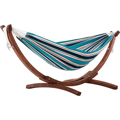 Vivere Sunset C8SPSN-SU Hamaca Doble de Sunbrella® con Arcos estables de Madera de Pino Macizo