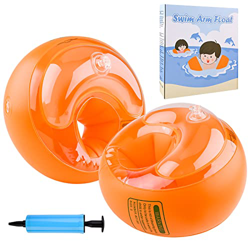 Hileyu Manguitos de Nataci para Niños Brazaletes de natación Naranja Brazaletes de natación inflables Alas de Agua para niños con Bomba, Naranja ​Circ precio