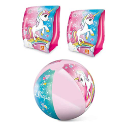 Lively Moments Pelota de agua y manguitos de natación con unicornio arcoíris características