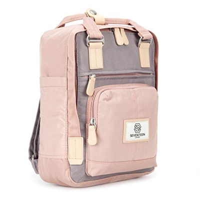 SEVENTEEN LONDON – Mochila Hackney Mini Moderna, Simple y Unisex con un Acabado Rosa y Gris al Estilo de una Mochila escandinava Tableta