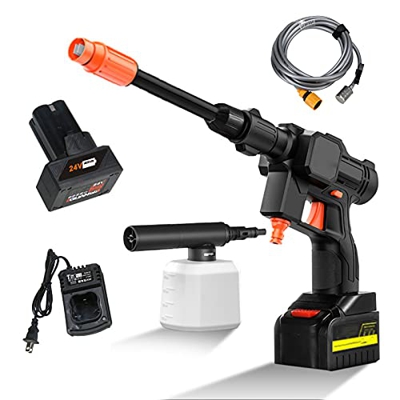 QAZX Lavadora a Presión Inalámbrica para Automóvil, Hidrolimpiadora de Alta Presion de Batería de 16.8/24V, Limpiador Eléctrico Portátil con Batería d