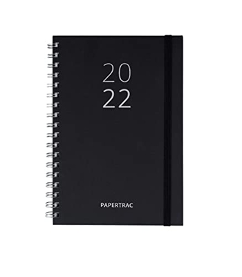 Agenda Anual 2022 - Black - Semana Vista - 160 páginas - Tamaño A5 - 14,5 x 21 cm - Idioma: Español-Inglés - PaperTrac
