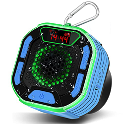 Altavoz de Ducha Bluetooth 5.0, IPX7 Altavoz Inalámbrico Portátil a Prueba de Agua Radio de Ducha con Pantalla LED Ventosa, Luces de Colores, 66Pies c precio