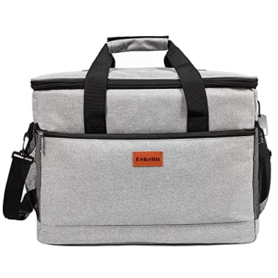33L Nevera Portatil, Bolsa Nevera Almuerzo Bolsa Termica porta Alimentos al Aire Libre Picnic Camping Playa (Gris)