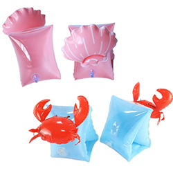 Feliciay 4 Piezas Flotadores de Brazo de Natación Brazaletes de Natación Inflables para Niños, Brazaletes de Natación de Concha y Cangrejo Mangas Anil en oferta