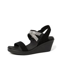 Skechers Rumble On-Chart Topper, Sandalias de Talón Abierto Mujer, Negro Black Mitobuck Metal Clear Rhinestone Black, 36 EU características
