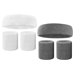 LxwSin 2 Juegos Deportiva Sweatband, Banda de Sudor algodón, Cinta para la Cabeza y muñequeras Deportivas para Tenis Gimnasia fútbol baloncest (Blanco características